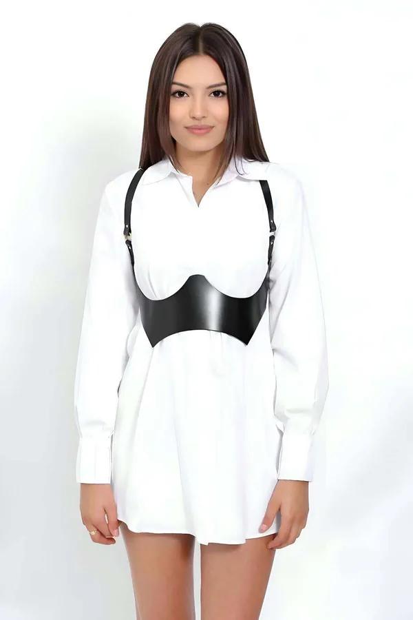 Contoured Faux Leather Corset Body Harness