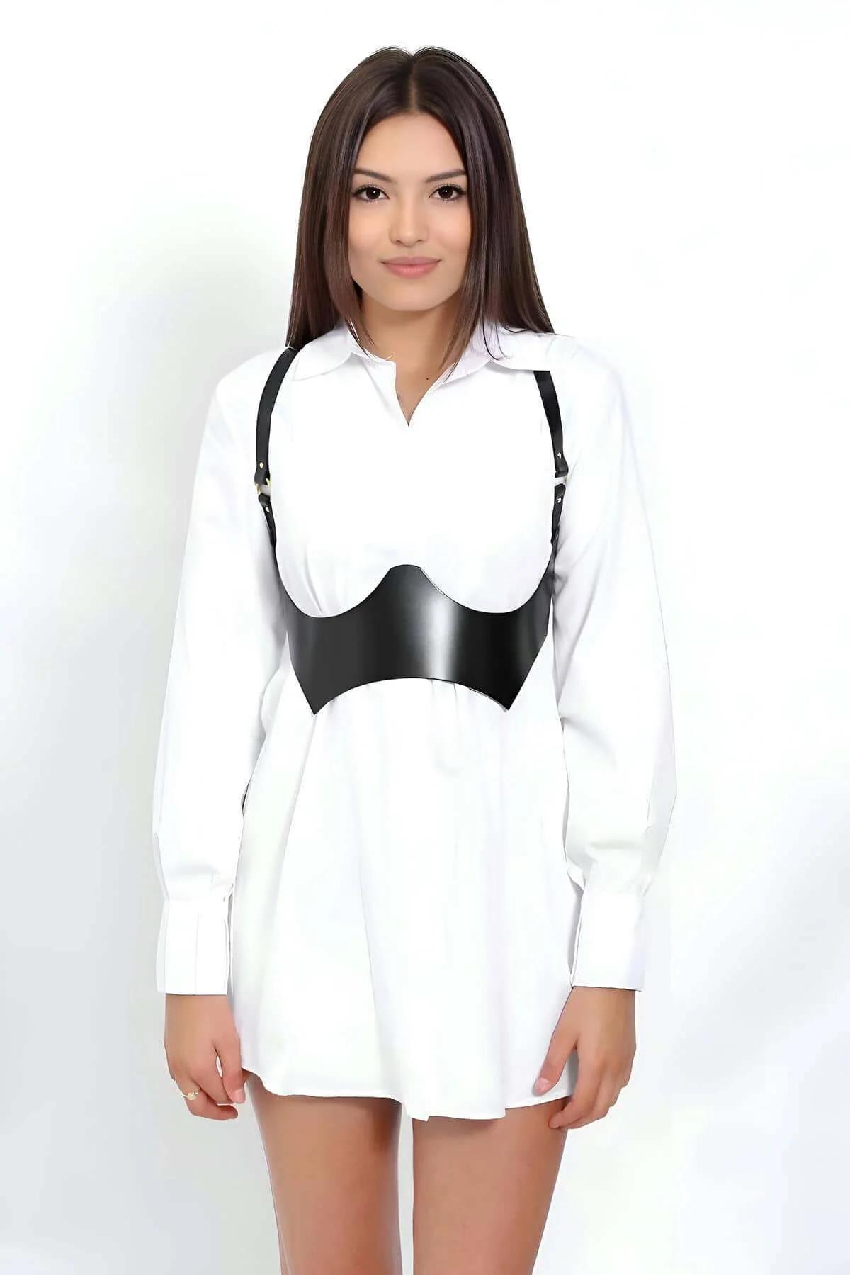 Contoured Faux Leather Corset Body Harness