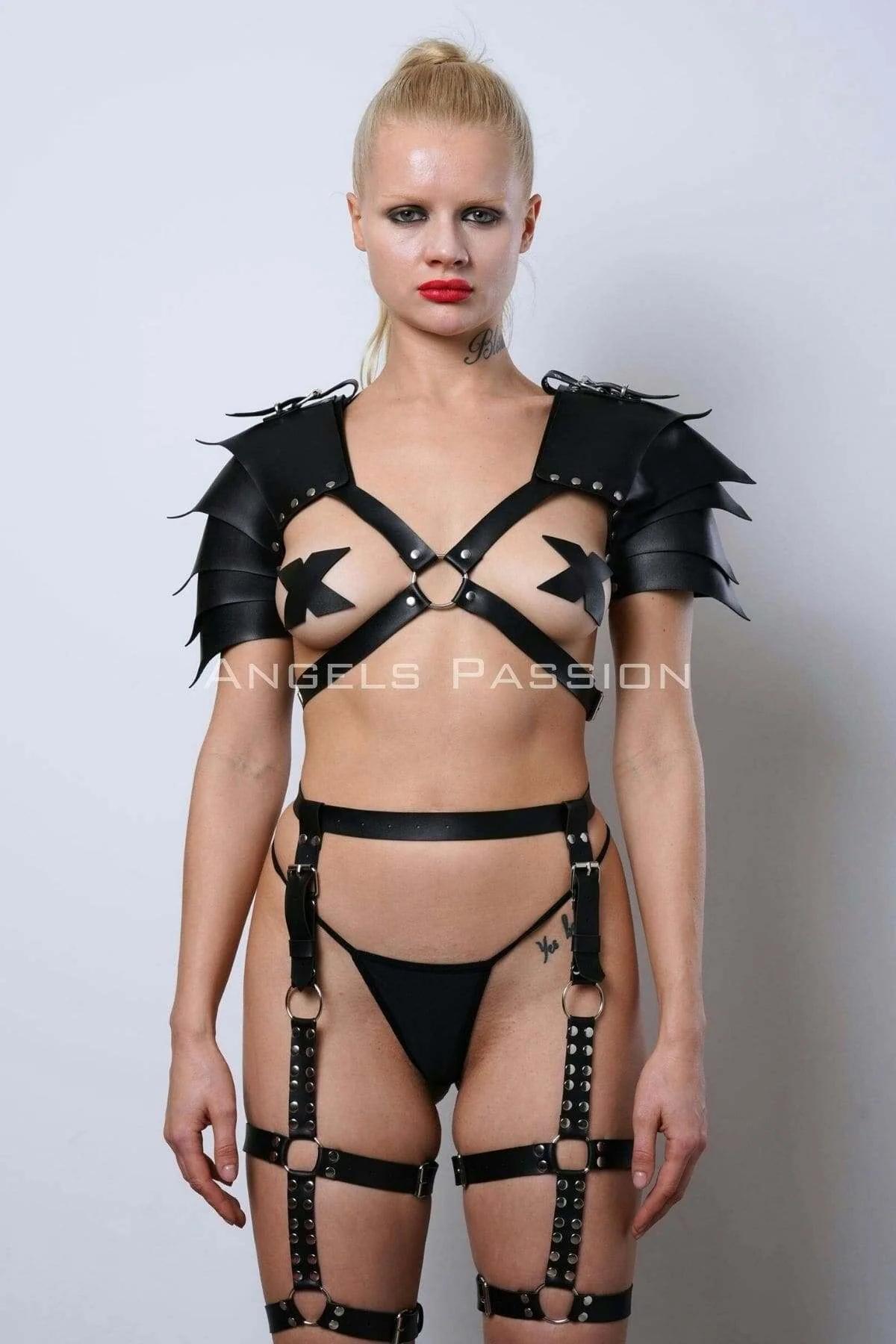 Warrior-Inspired Faux Leather Body Harness Set