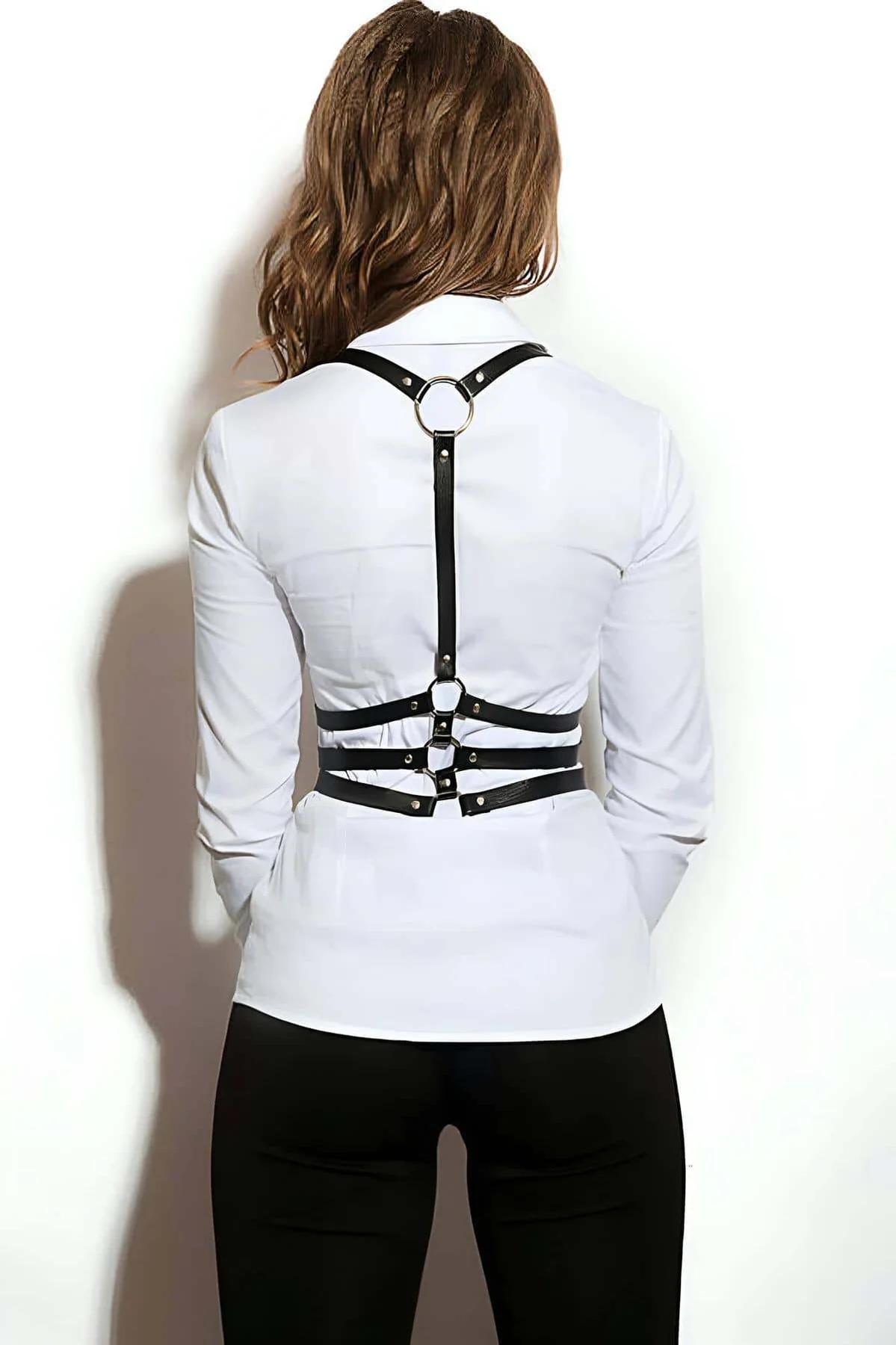 Triple Strap Chest Harness with Buckle Accents