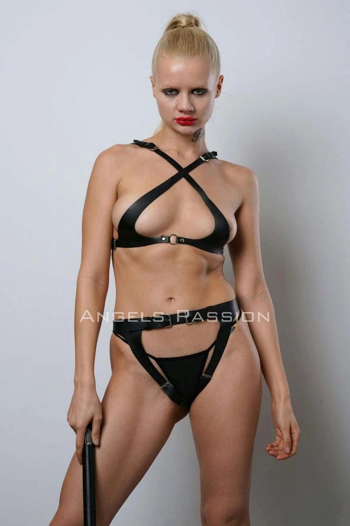 Open Bust Harness Bra & Cutout Panty Set