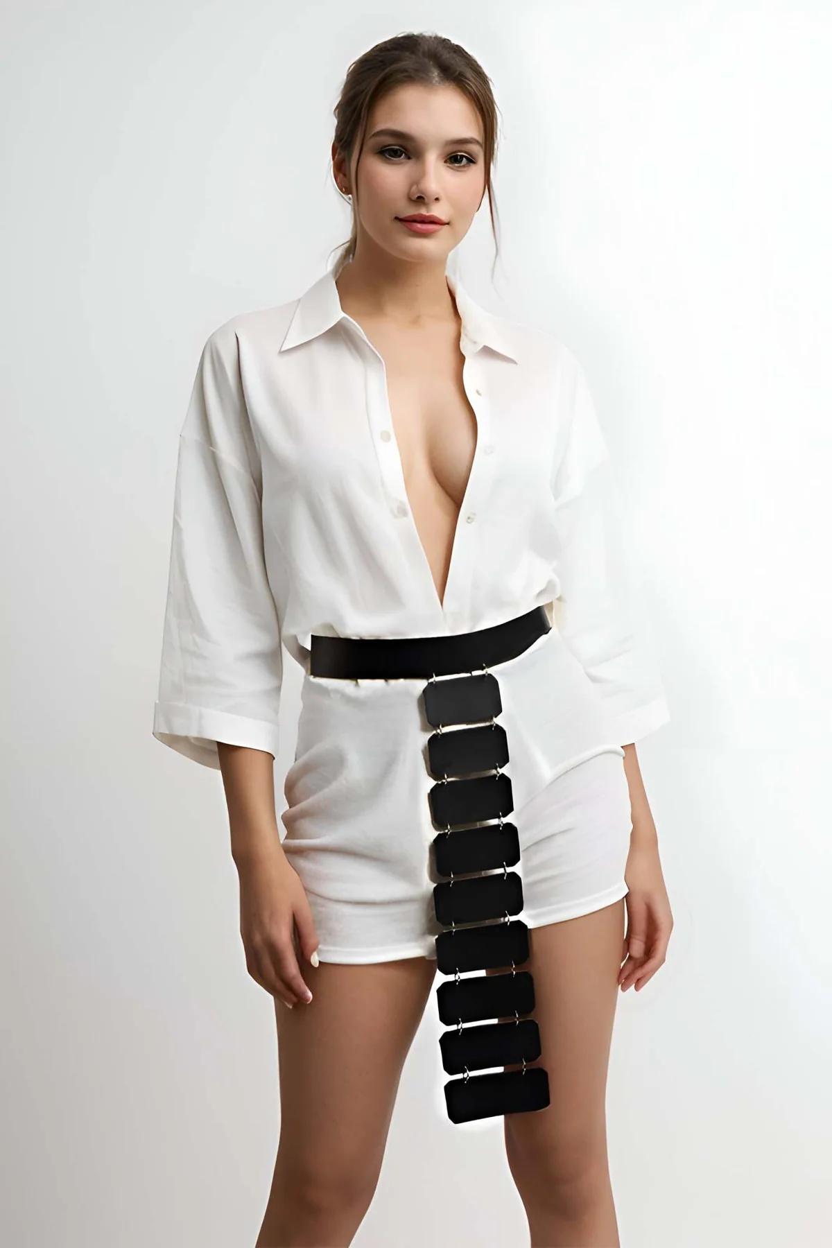 Statement Belt with Geometric Black Panels