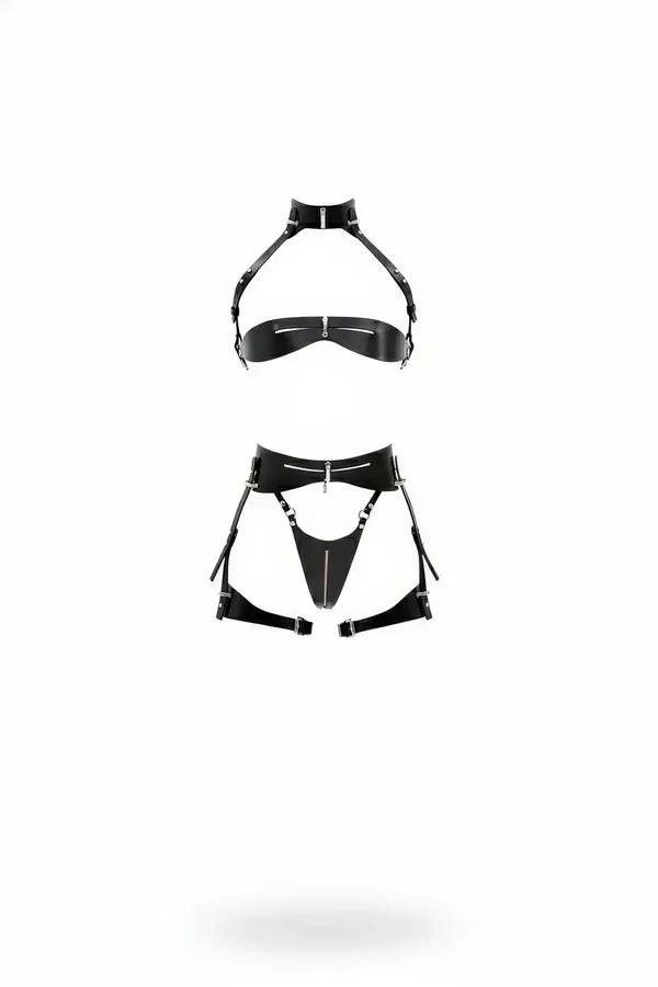 Vegan Leather Strappy Bralette & Garter Harness Set