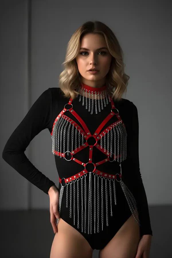 Full Body Harness with Chain Fringe & Choker
