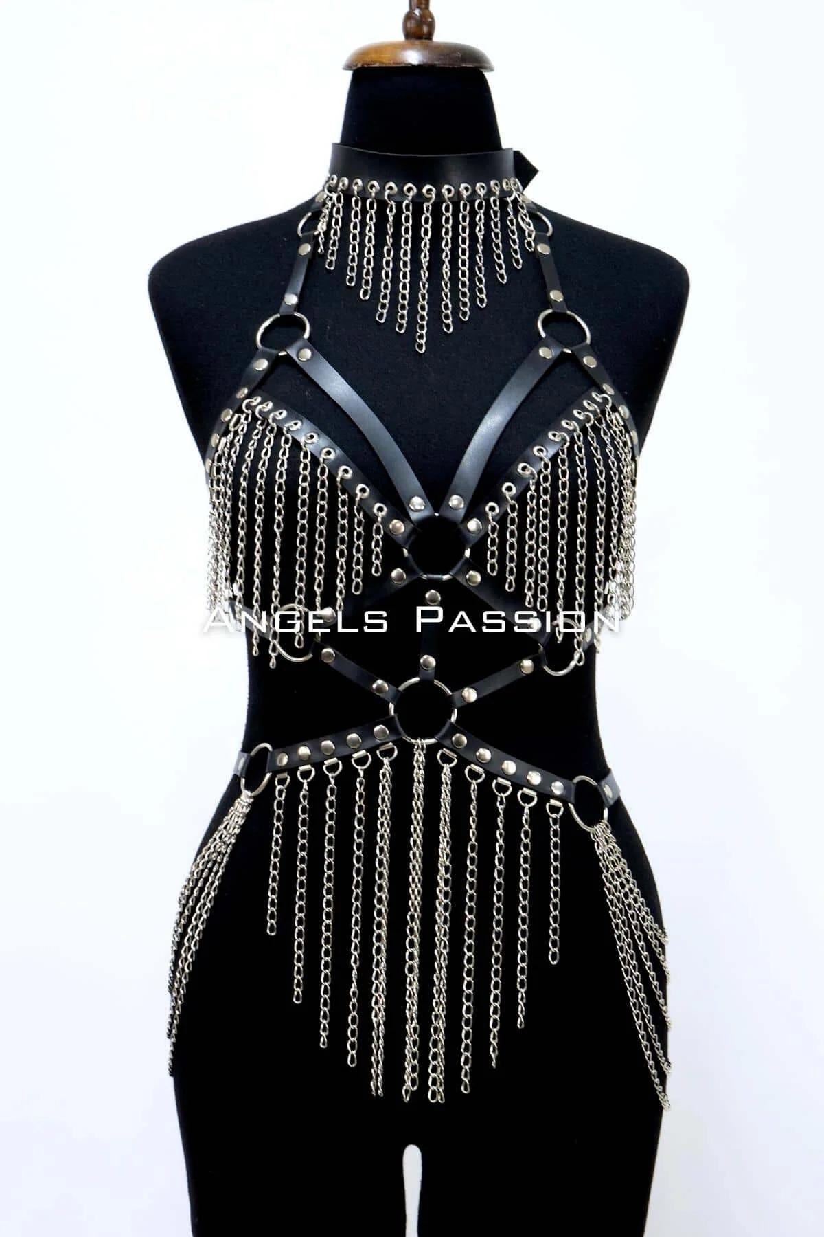 Full Body Harness with Chain Fringe & Choker