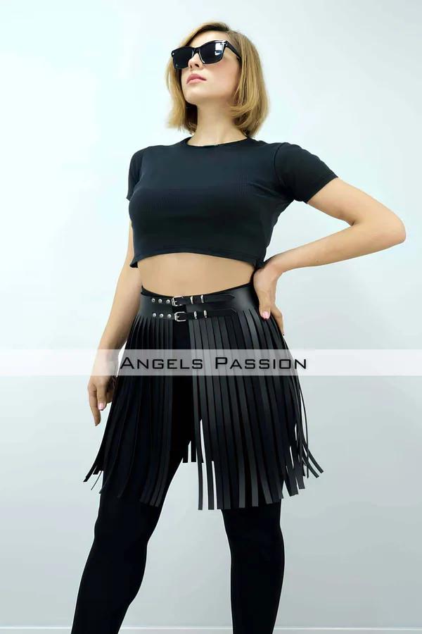 Fringe Waist Overlay with Double Buckle Belts