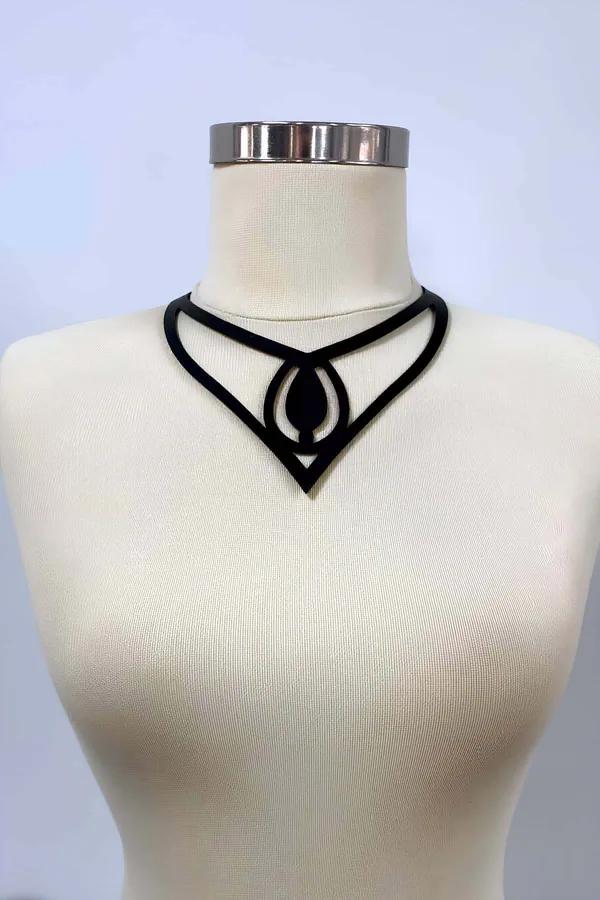 Sculptural Faux Leather Choker Necklace