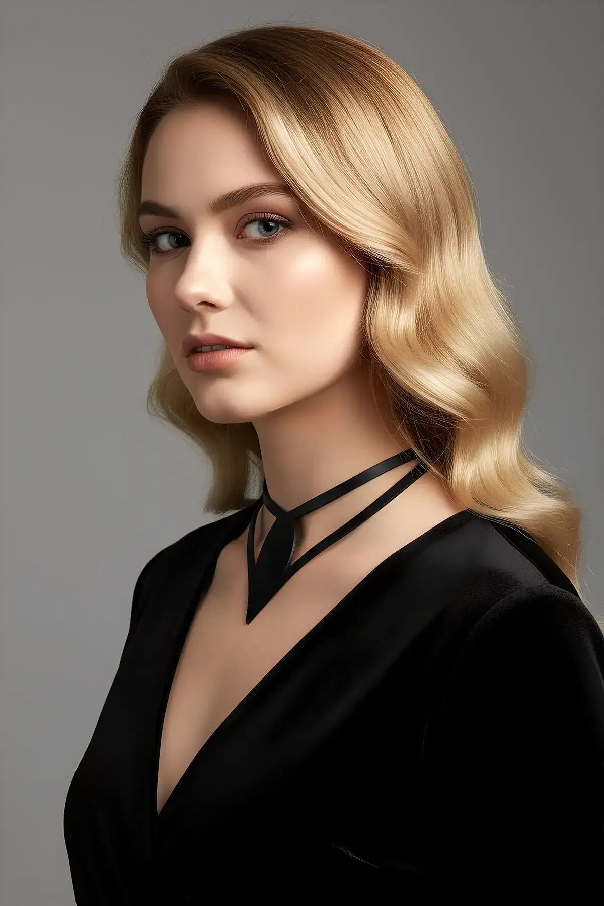 Statement Faux Leather Choker with V-Shape Accent