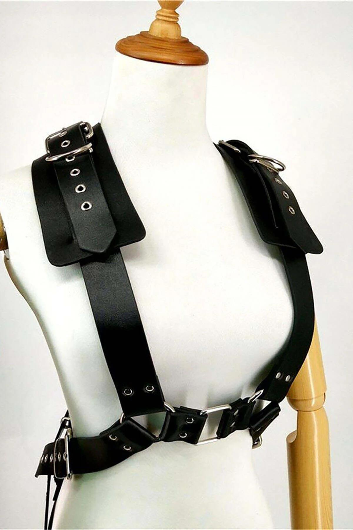 Body Harness with Lace-Up Corset Belt