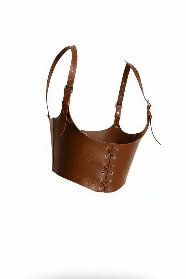 Lace-Up Corset Body Harness with Shoulder Straps