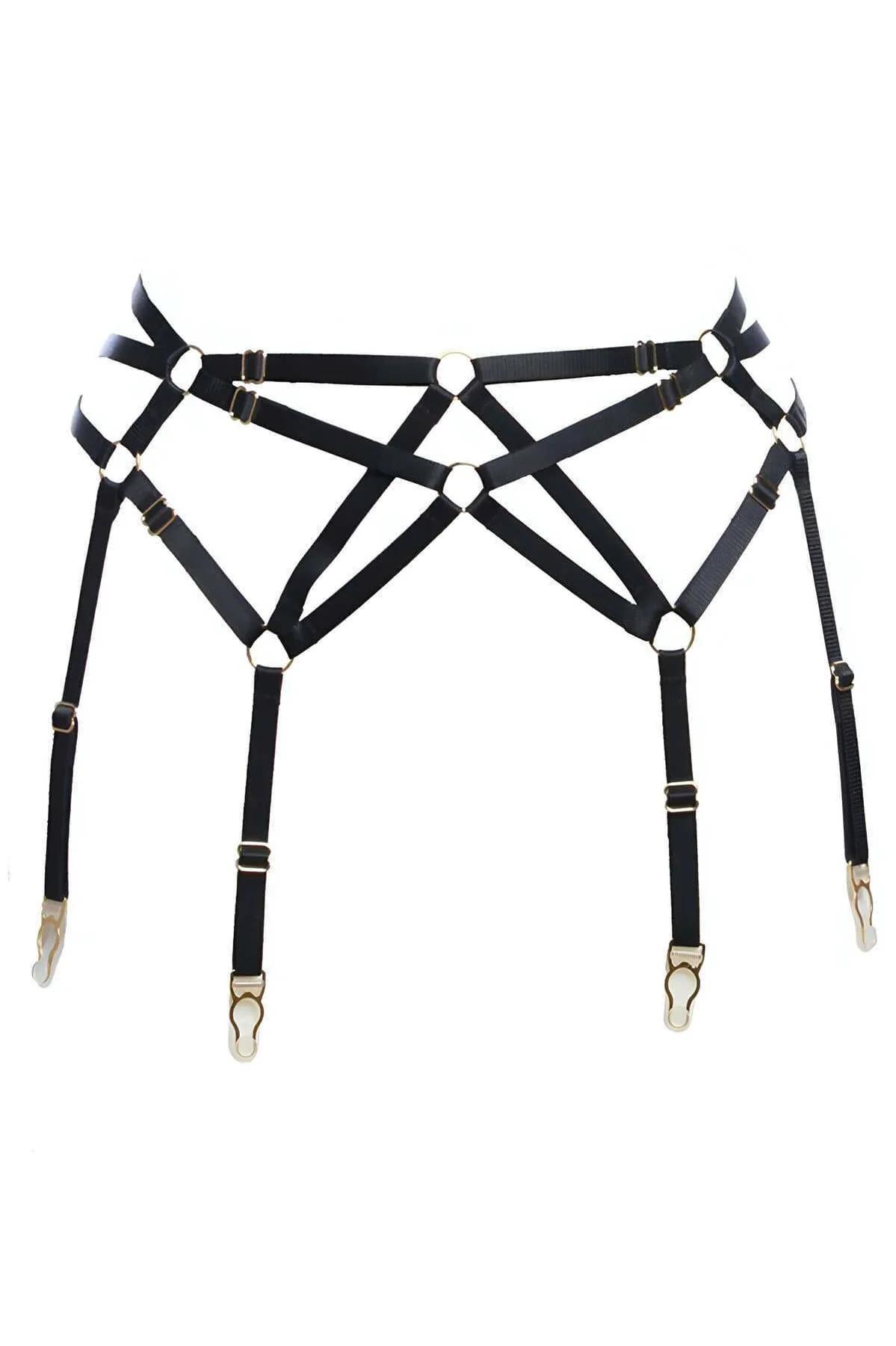 Strappy Garter Harness with O-Ring Accents