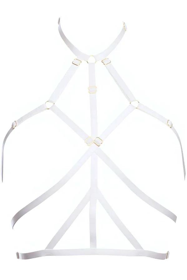 Strappy Chest Harness with Gold Hardware