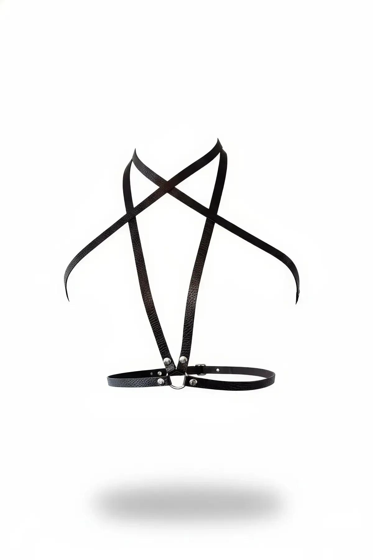 Minimalist Faux Leather Chest Harness with O-Ring