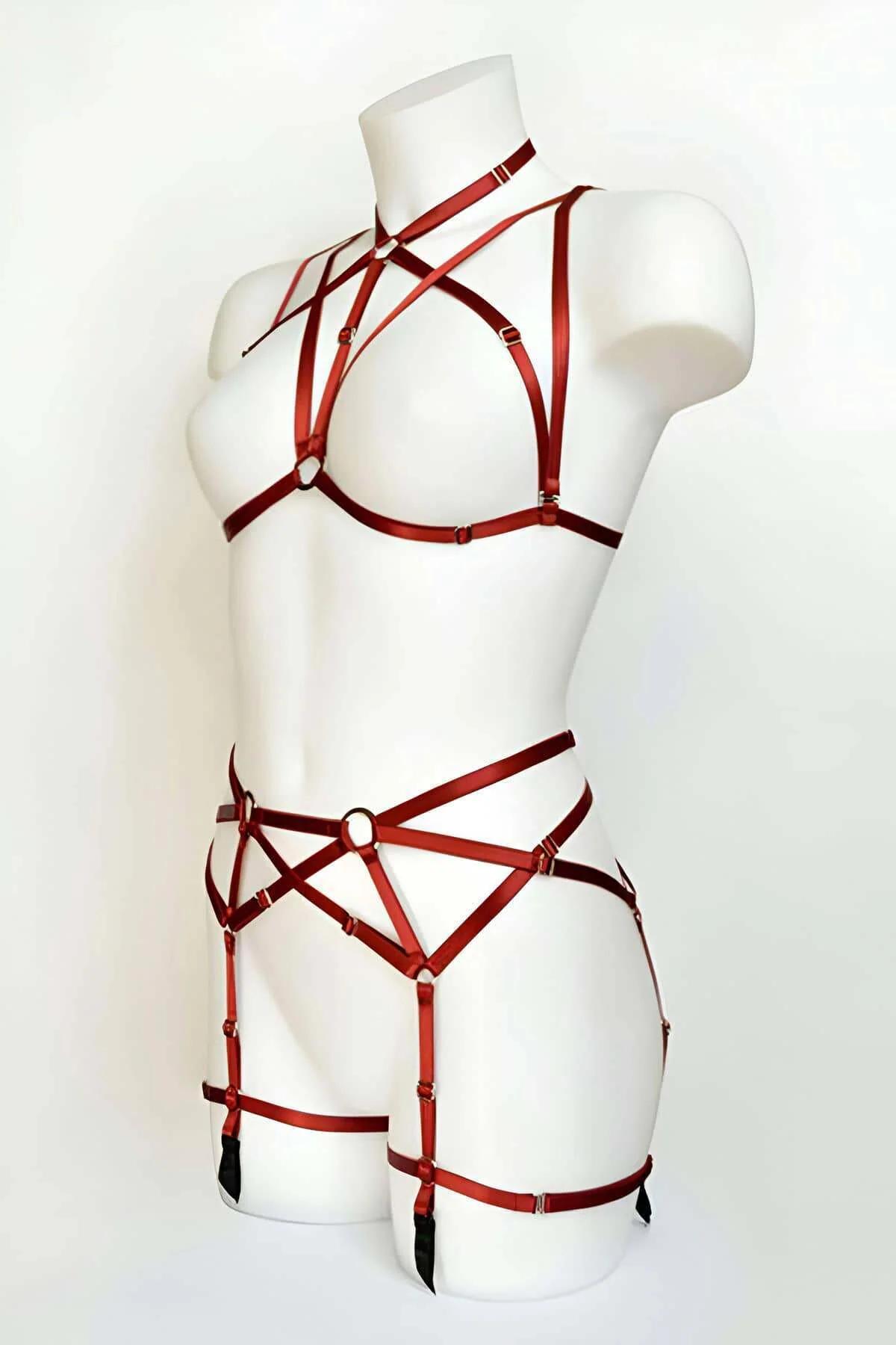 Strappy Harness Set with O-Ring Accents