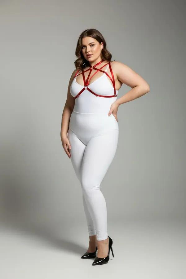Strappy Chest Harness with Red O-Ring Detail