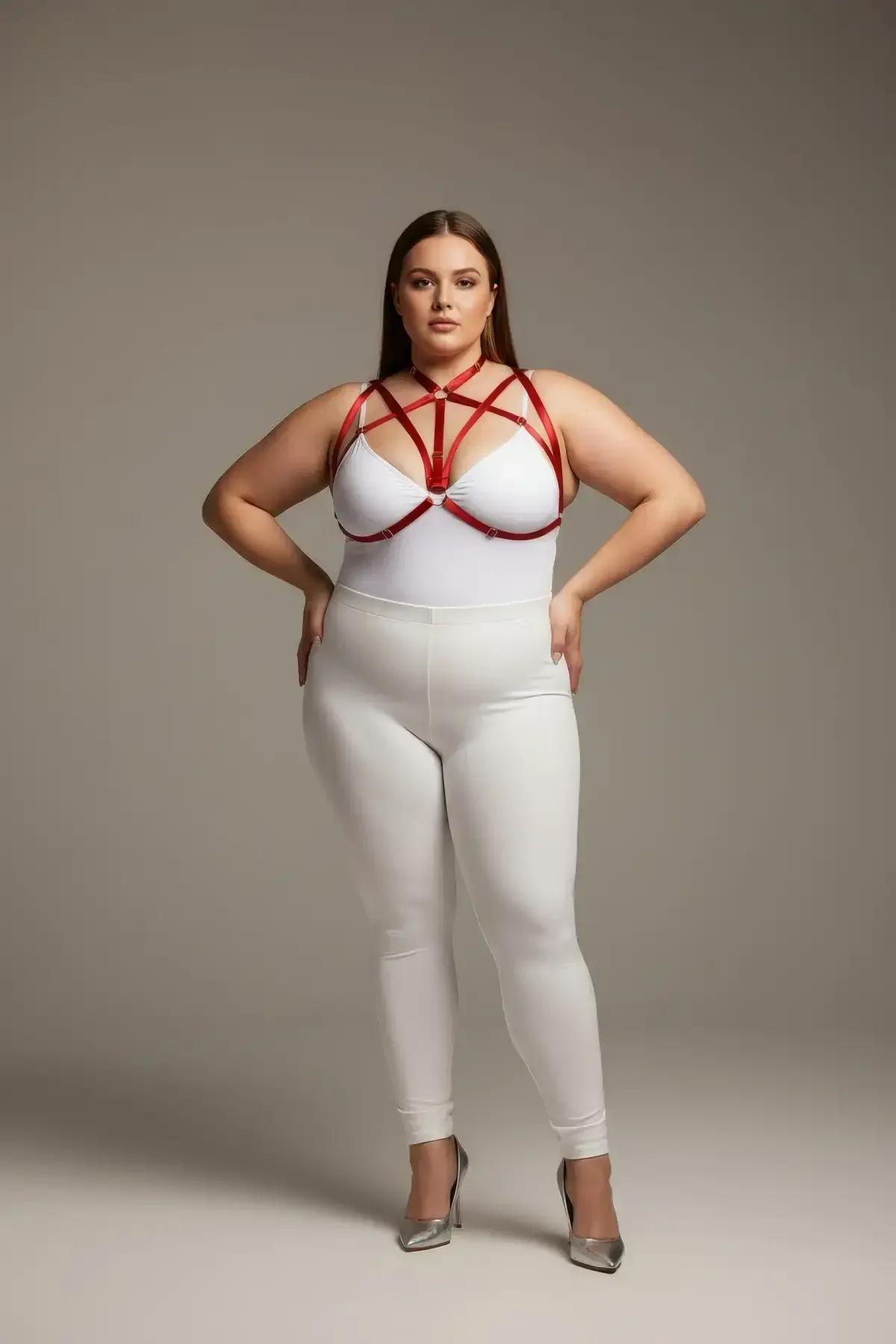 Strappy Chest Harness with Red O-Ring Detail
