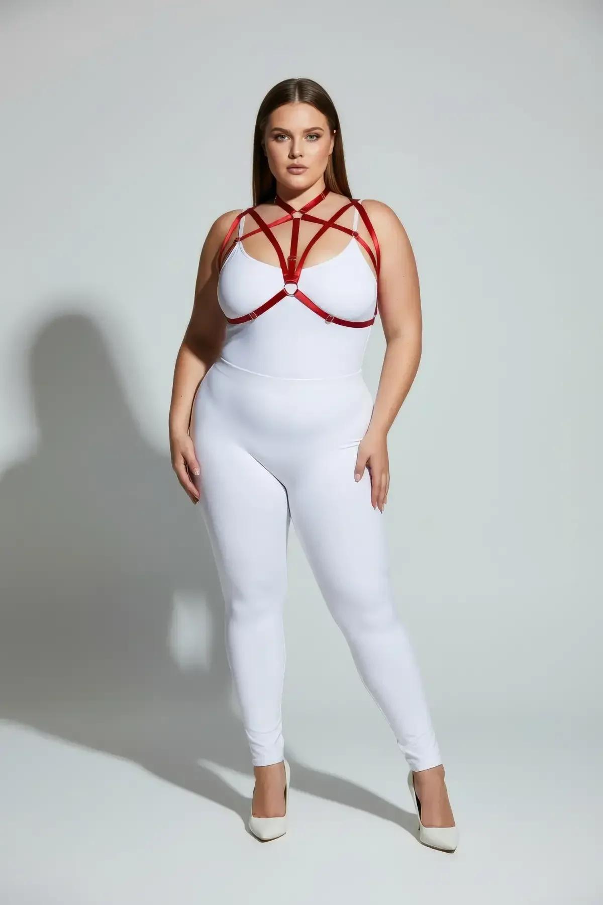 Strappy Chest Harness with Red O-Ring Detail