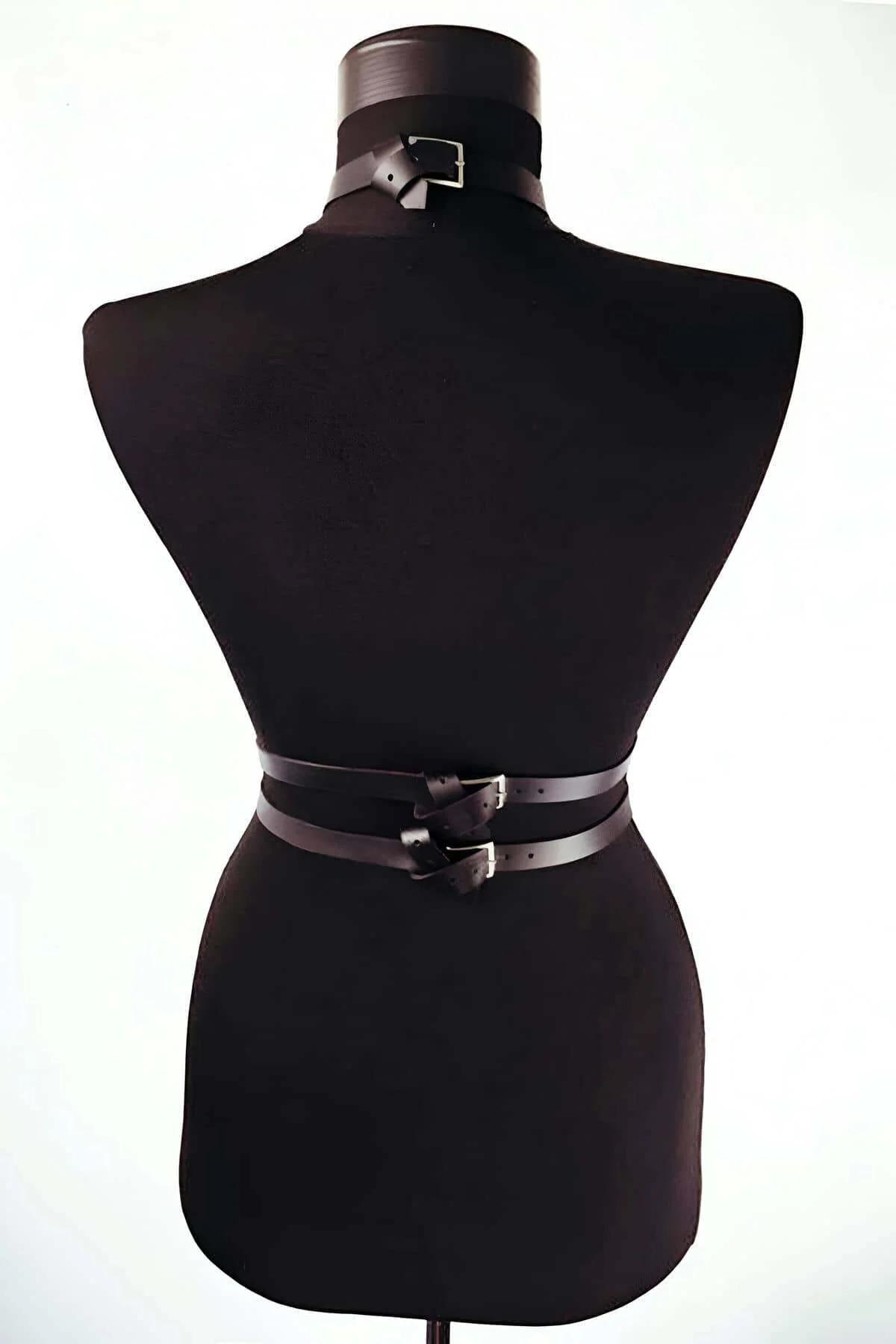 Faux Leather Chest Harness with Double Belt