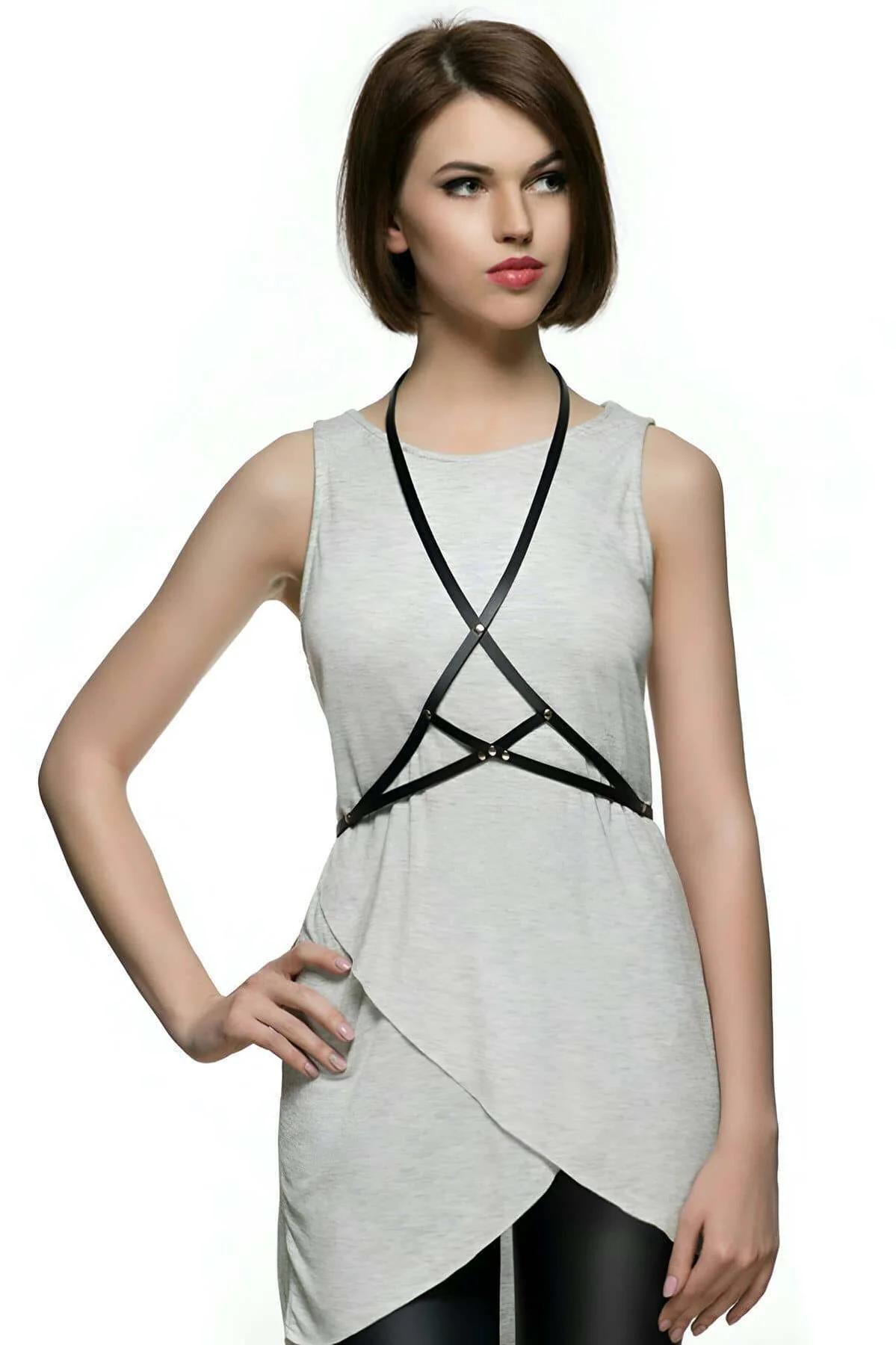 Adjustable Faux Leather Chest Harness