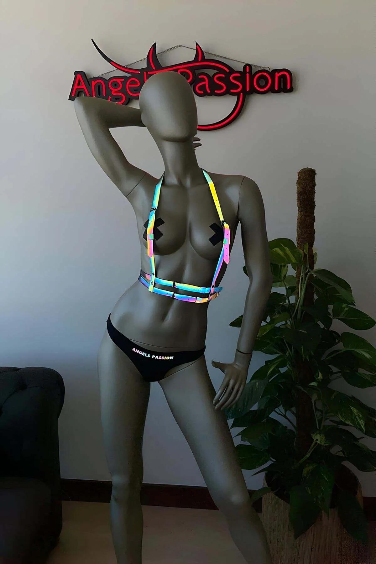 Reflective Rainbow Body Harness with Adjustable Straps