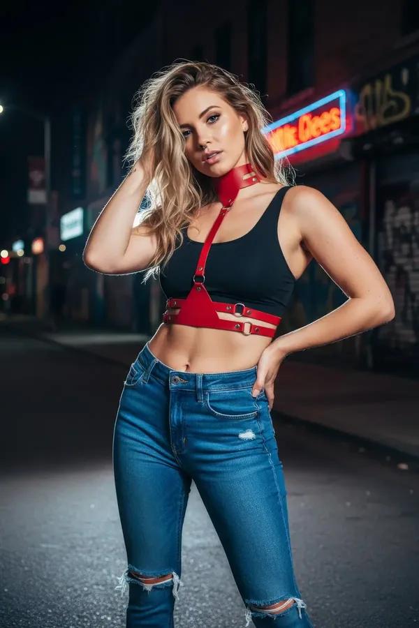 Choker Harness with Double Waist Straps