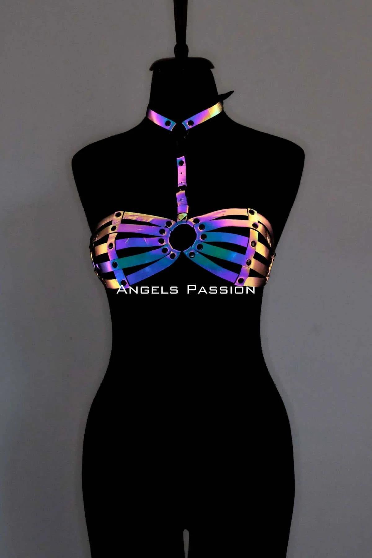 Reflective Chest Harness with O-Ring and Choker
