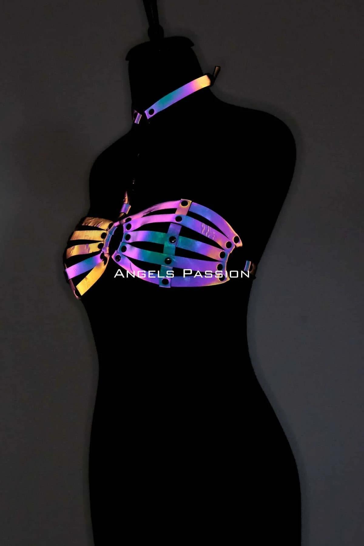 Reflective Chest Harness with O-Ring and Choker