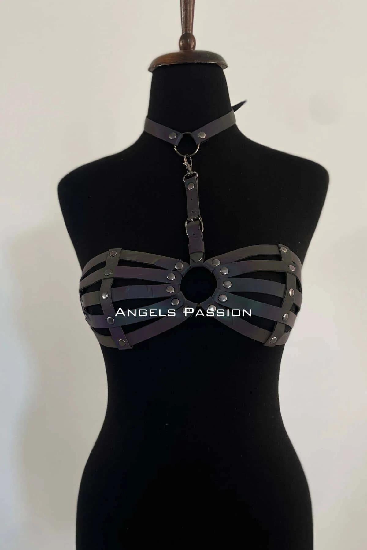 Reflective Chest Harness with O-Ring and Choker