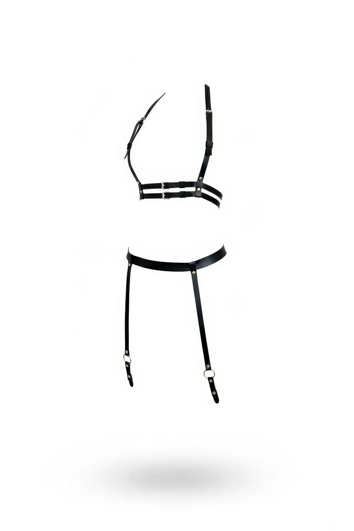 Faux Leather Underbust Harness with Garter Straps