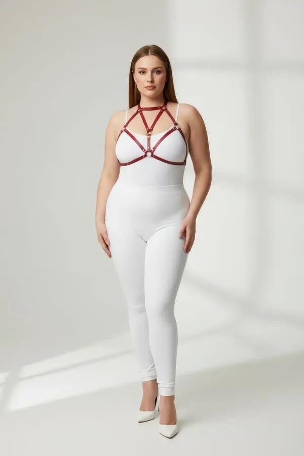 Red Strappy Body Harness with O-Ring Detail