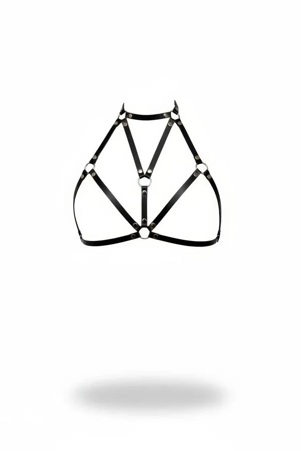 Caged Halter Harness Bra with O-Ring Details