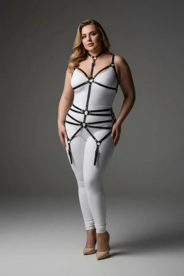 Full Body Harness with Strappy Garter Detail