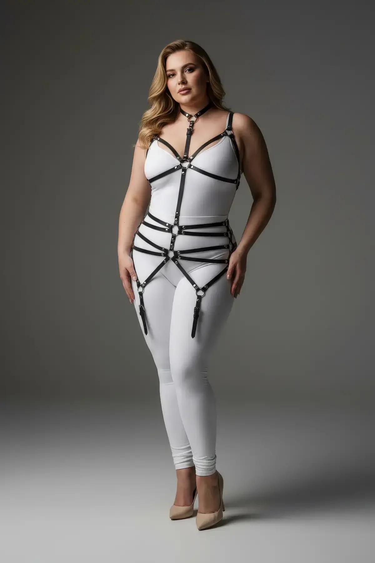 Full Body Harness with Strappy Garter Detail