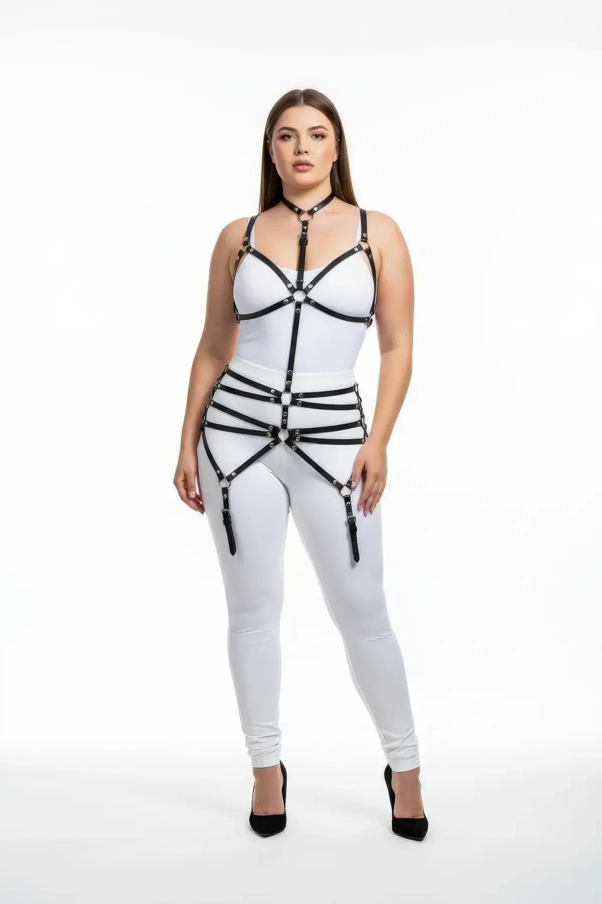 Full Body Harness with Strappy Garter Detail