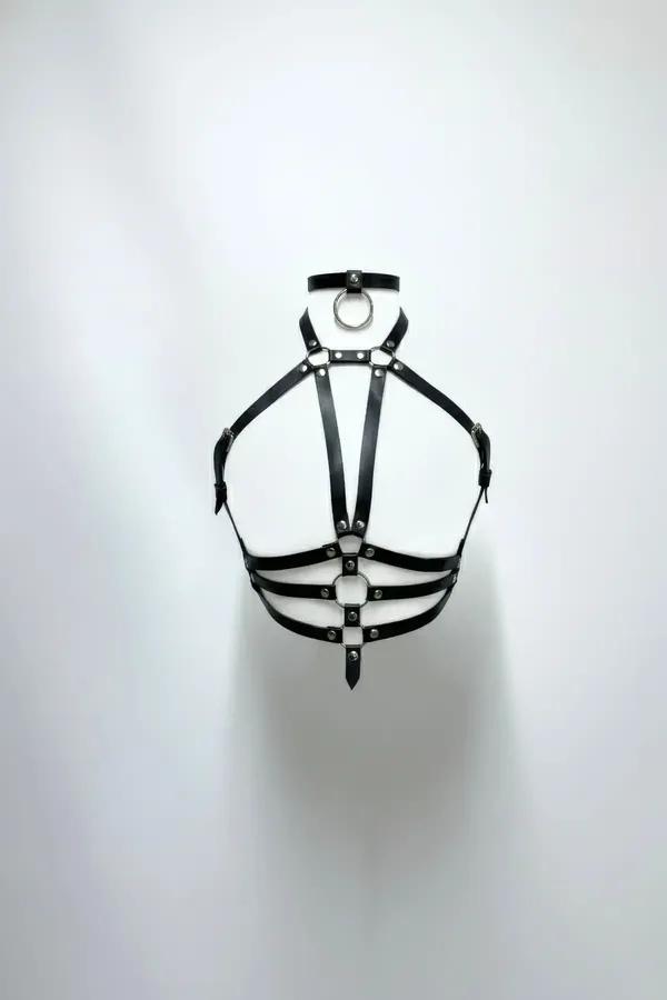 Cage Body Harness with Choker & O-Ring Detail
