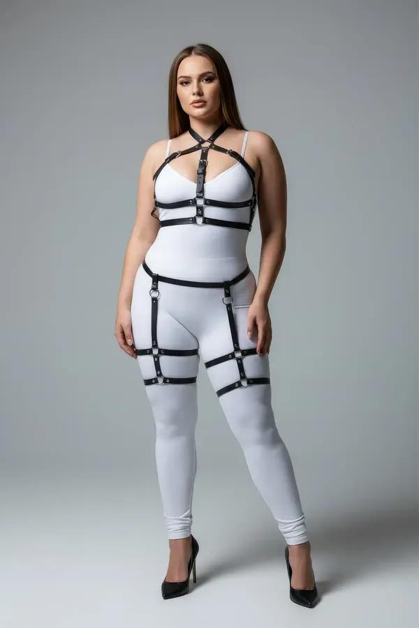 Full Body Harness with Garter Straps & O-Rings