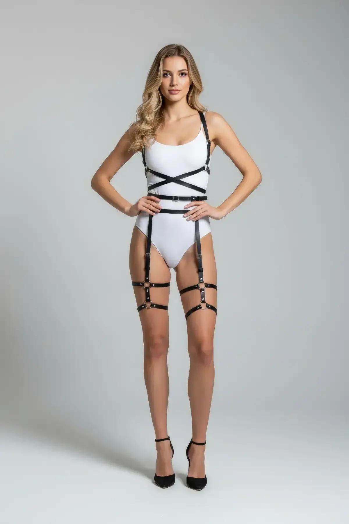 Full Body Harness Set with Adjustable Garter Straps