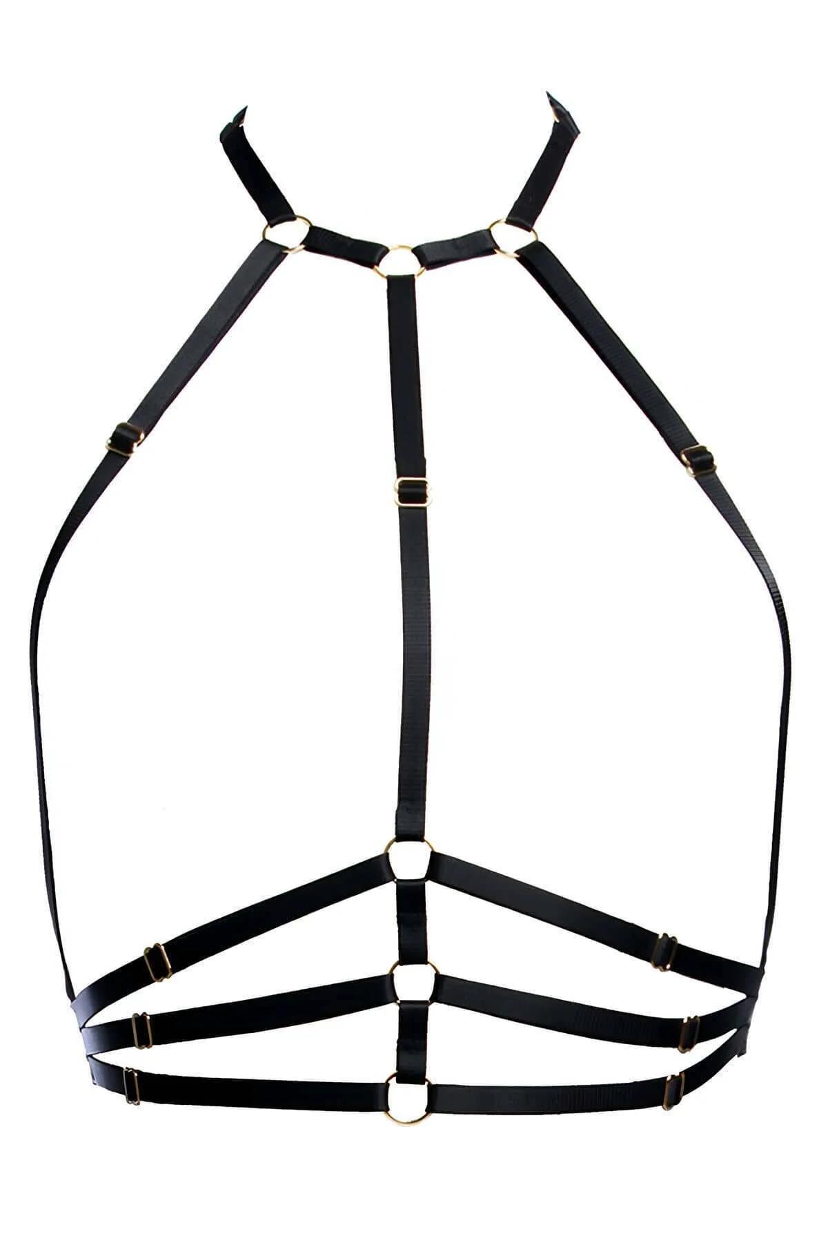 Adjustable Chest Harness with Gold O-Rings