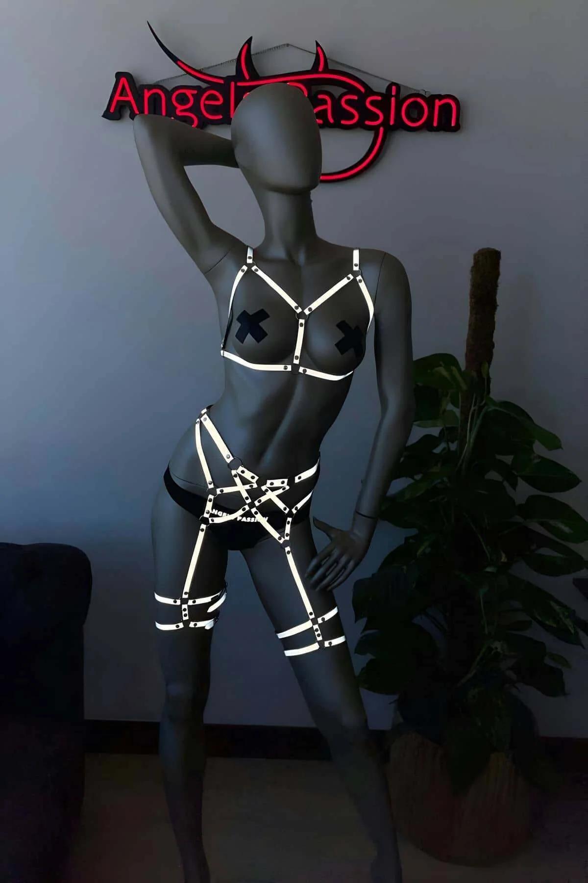 Reflective Full Body Harness with Garter Straps
