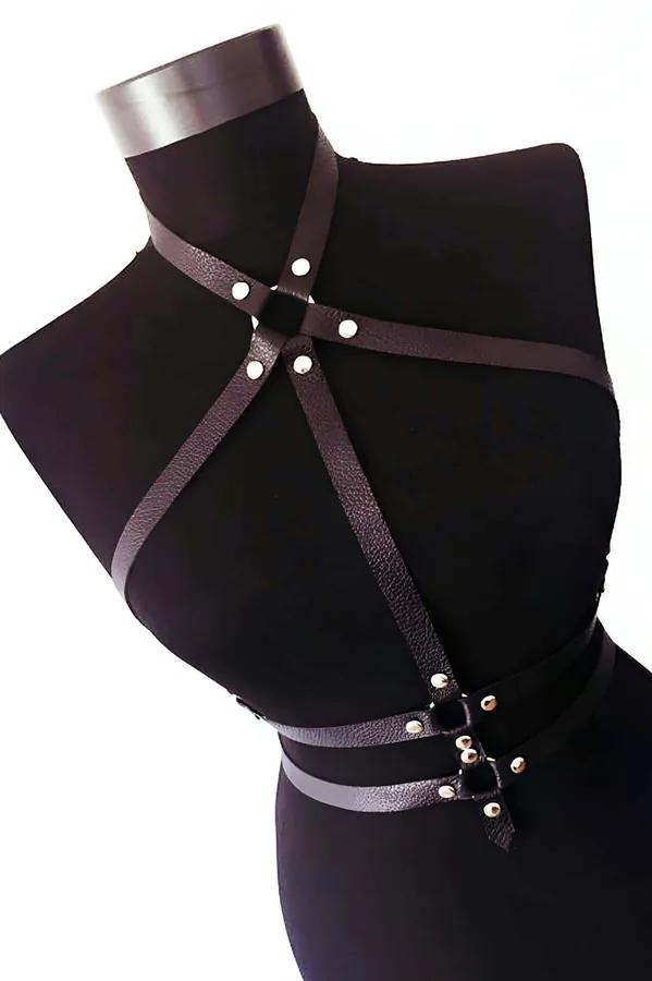 Strappy Body Harness with O-Ring Accent