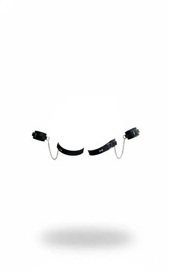 Faux Leather Harness Cuffs with Interconnecting Chains