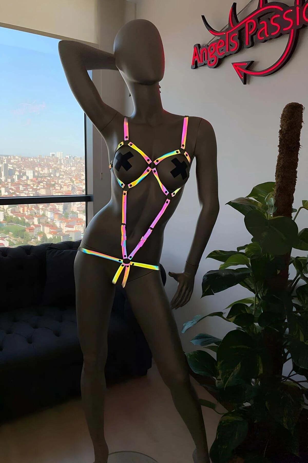 Reflective Rainbow Body Harness with O-Ring