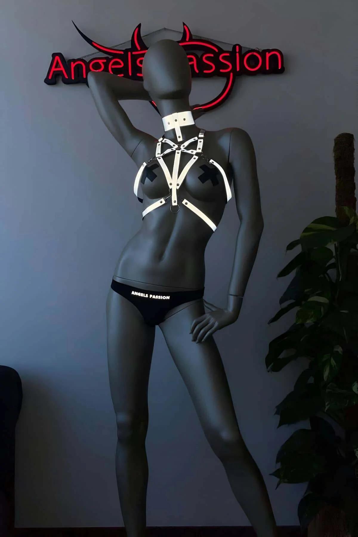 Reflective Strappy Body Harness with Choker Set