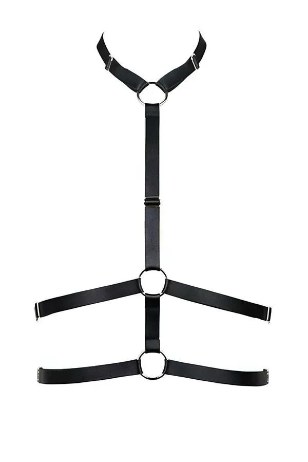 Strappy Body Harness with O-Rings and Adjustable Straps