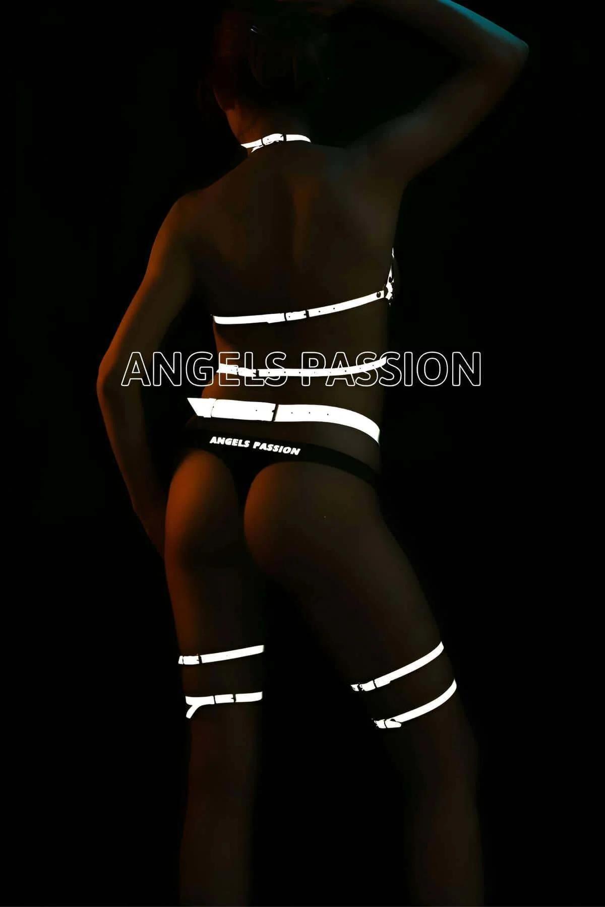 Reflective Holographic Body Harness Lingerie Set