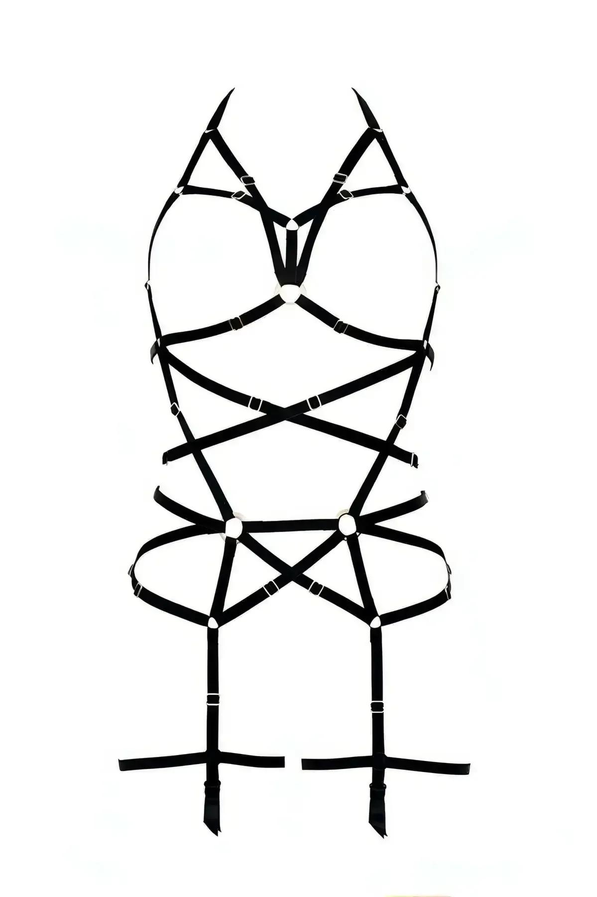 Full Body Harness with Detachable Garter Straps