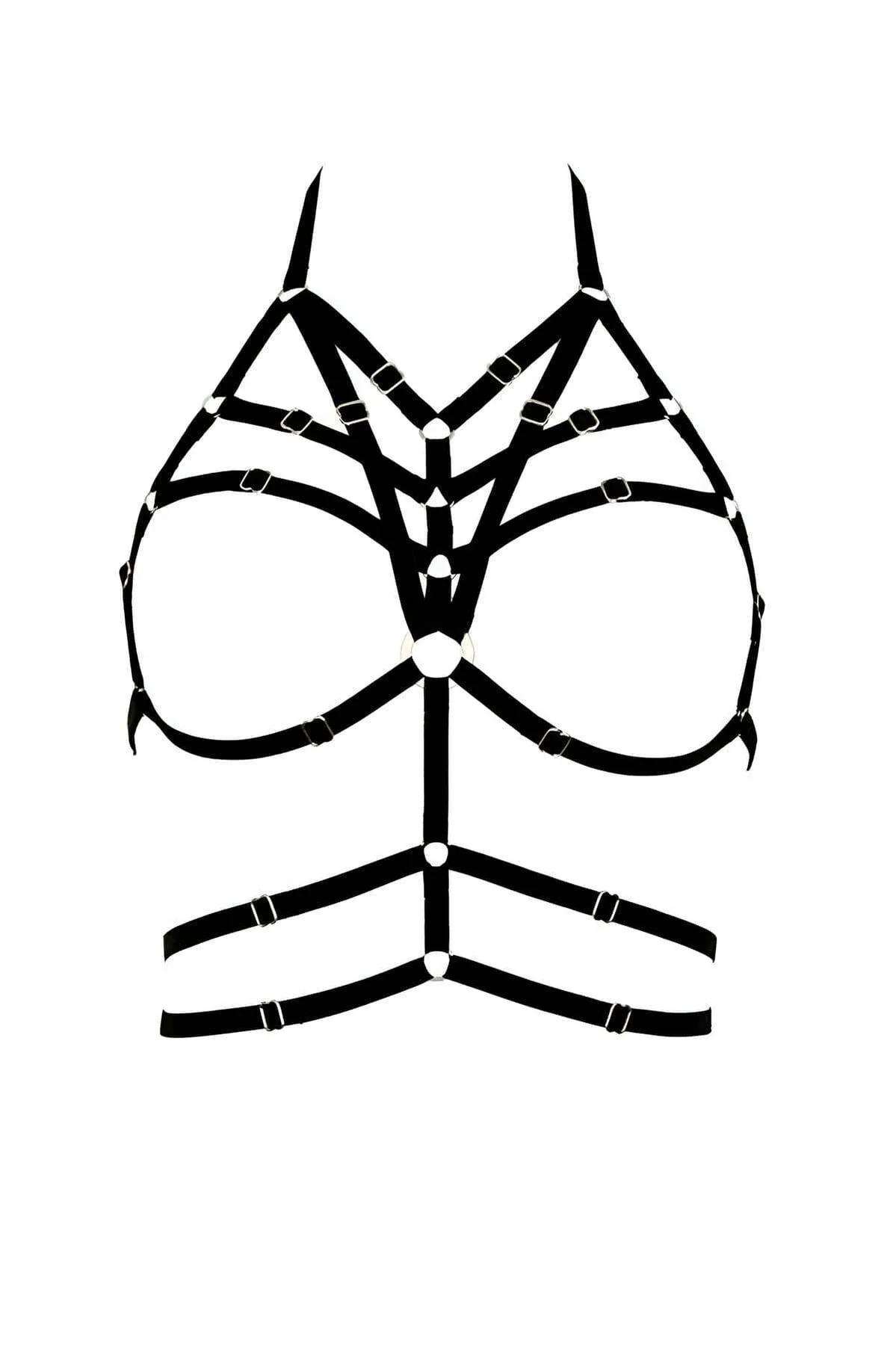 Halter Chest Harness Bra with Caged Straps