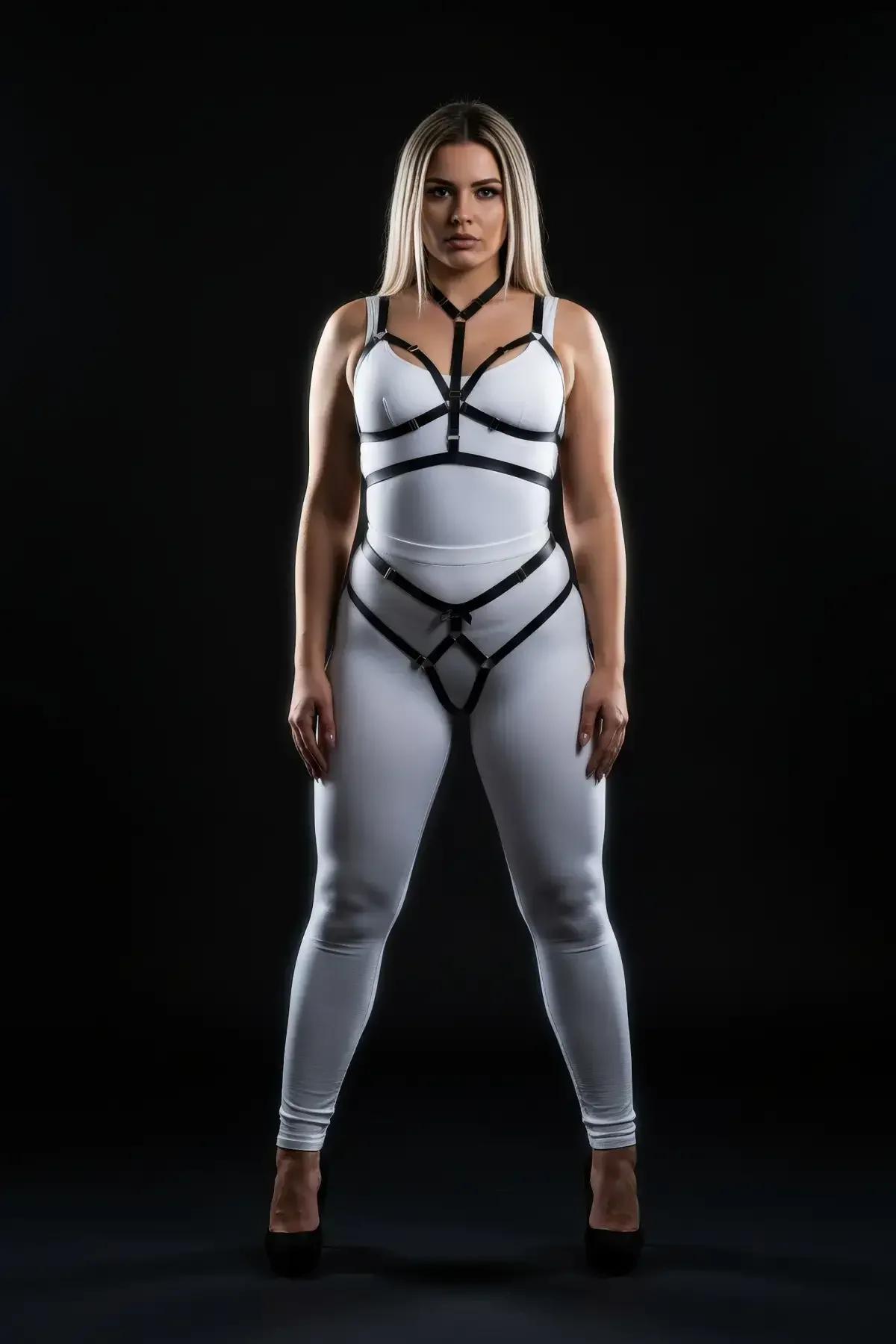 Adjustable Body Harness and Garter Belt Set with O-Rings