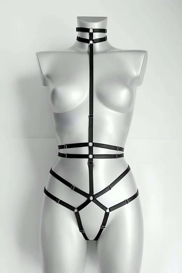 Strappy Full Body Harness with Neck Collar
