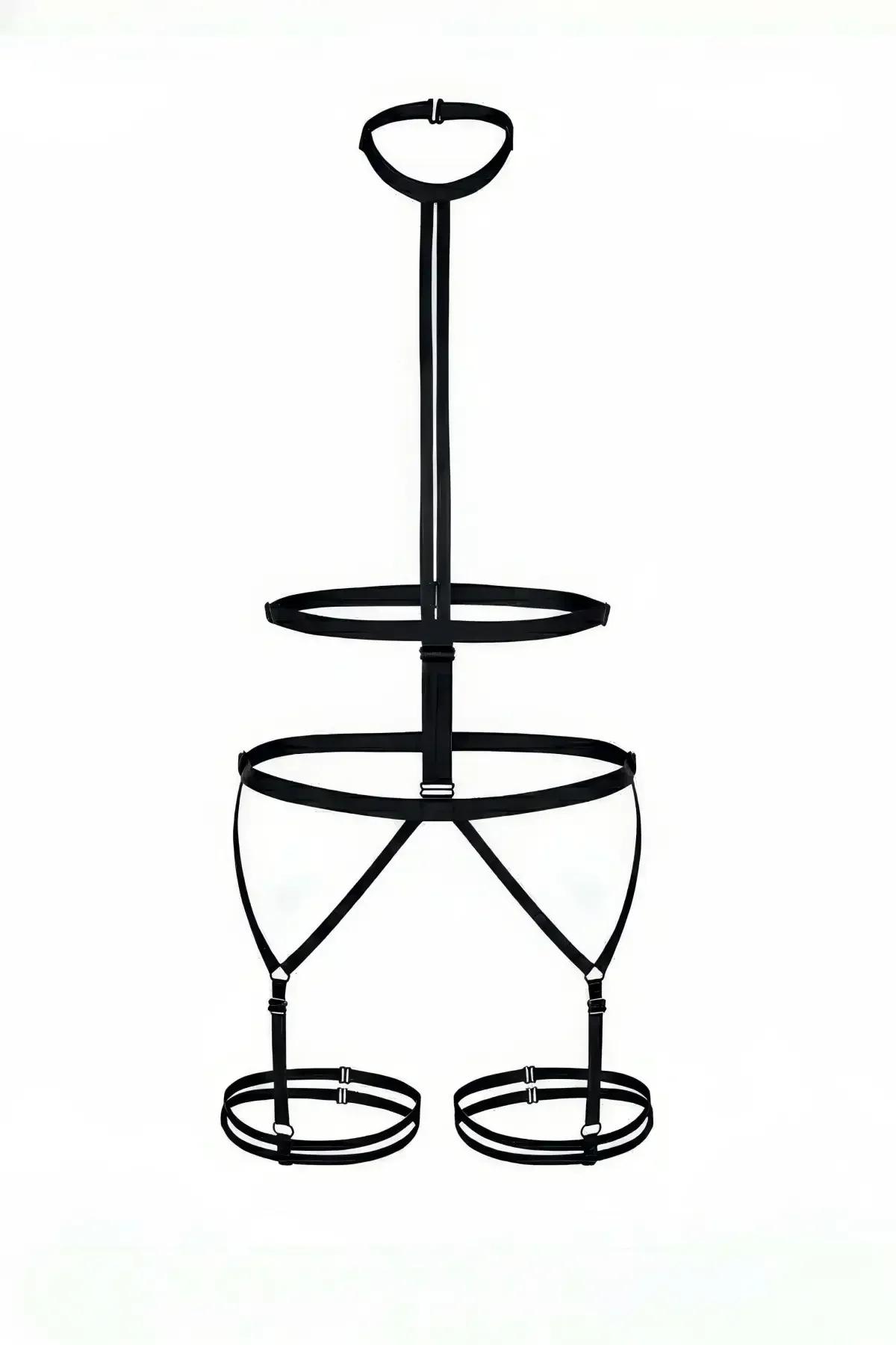 High Neck Garter Body Harness with Ring Detail
